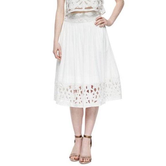 Alice + Olivia Dresses & Skirts - Alice + Olivia Embroidered Pearl Midi Skirt